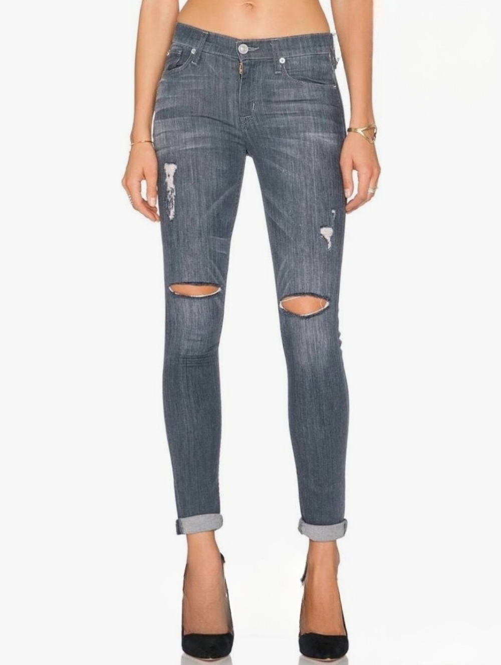 Like New Hudson Shine Midrise Skinny Size 27 Gray